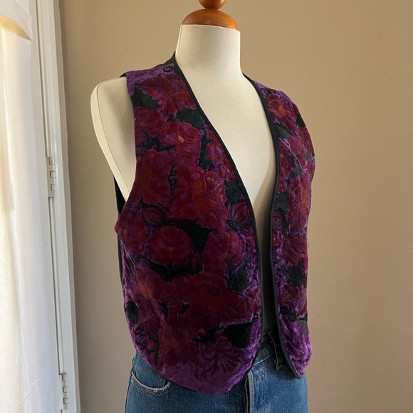 Vintage Heat Waves 100% Cotton Embroidered Floral Vest - Picture 1 of 9